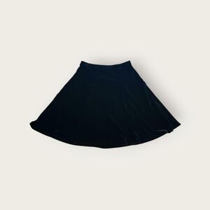Vintage 90s BCBG black velvet elastic waist flowy skater mini skirt